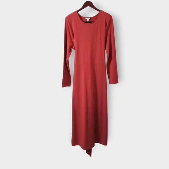 Pure Jill Pima Cotton Blend Tie Waist Stretch Maxi Dress Coral Sz XL Minimalist - Picture 1 of 13